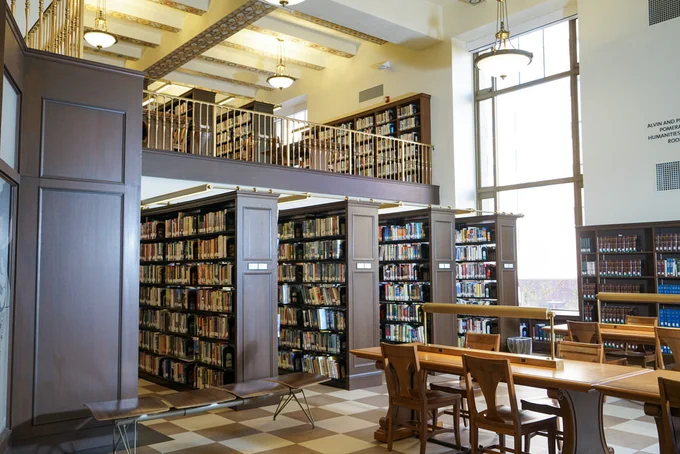 Central Library shelves and study desk
