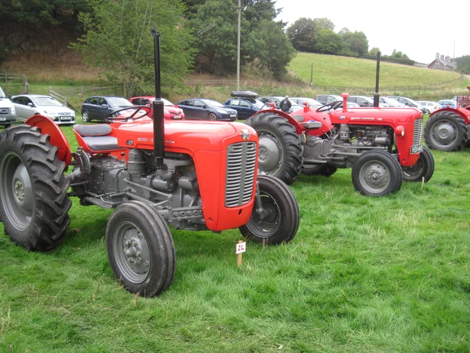 Some vintage red tractors at Lammermuir Pastoral Society show at Ellemford Berwickshire