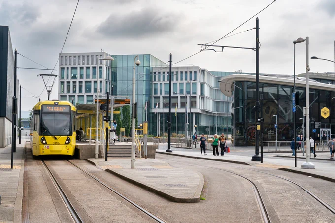 Tram and bus station in Rochdale town centre