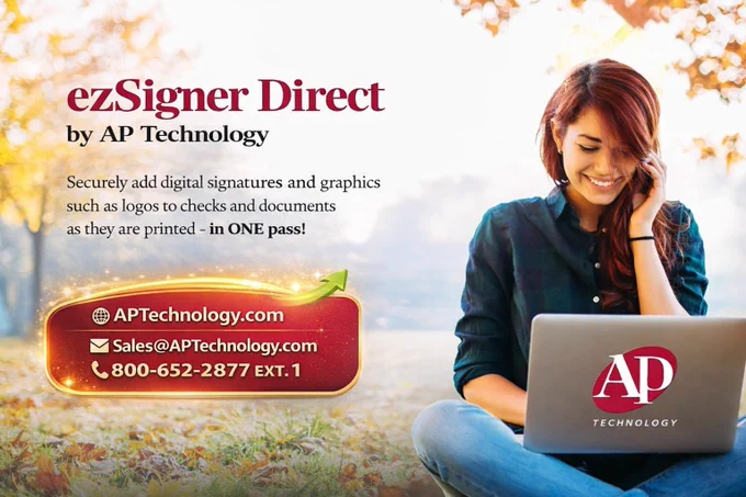 #ezSigner by #APTechnology. Add digital signatures and graphics such as logos to checks and documents, as they are printed, in one pass. No more chasing signatures. Free 30-day trial. https://www.aptechnology.com/check-signing.html