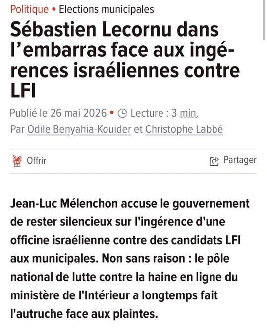 Le Canard enchaîné : Sébastien Lecornu dans l’embarras face aux ingérences israéliennes contre LFI