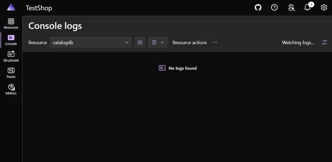 Screenshot of console logs with the new no logs found message.