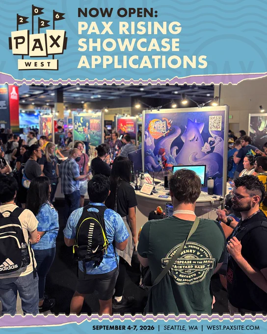 PAX West 2026
Now open: PAX Rising Showcase Applications
September 4-7, 2026
Seattle, WA
west.paxsite.com