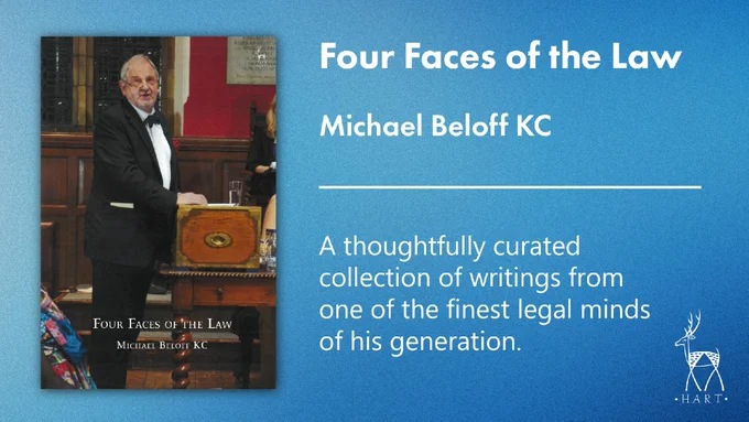 Banner showing the cover image of 'Four Faces of the Law' and the text: A thoughtfully curated collection of writings from one of the finest legal minds of his generation.
