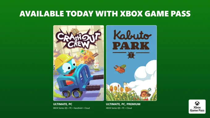Crashout Crew and Kabuto Park are available today with XBOX Game Pass.