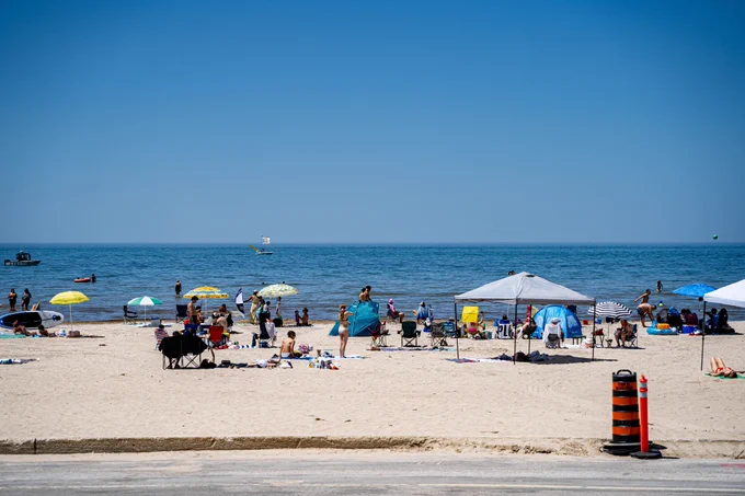 View of people at Wasaga Beach in Ontario. Ontario, Canada.