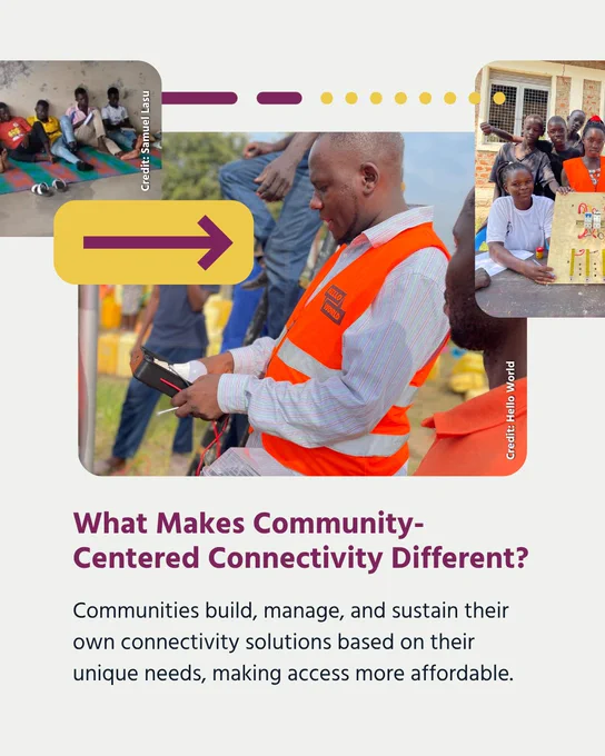 A man in an orange vest. Text explains why community-centered connectivity is an effective connectivity model. 