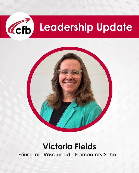 Smiling woman wearing a green jacket and glasses, with a "CFB Leadership Update" banner and her name and title below.
