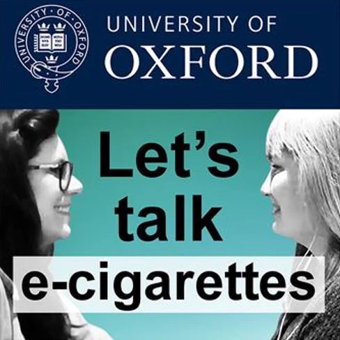 University of Oxford's 'Let's talk e-cigarettes' with a photo of Nicola Lindson (lhs) and Jamie Hartmann-Boyce (rhs).