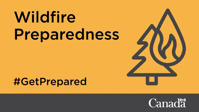 Wildfire icon. Text: Wildfire preparedness
#GetPrepared

