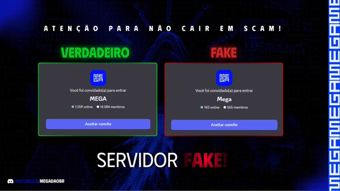 Servidor falso no discord se passando pela MEGA