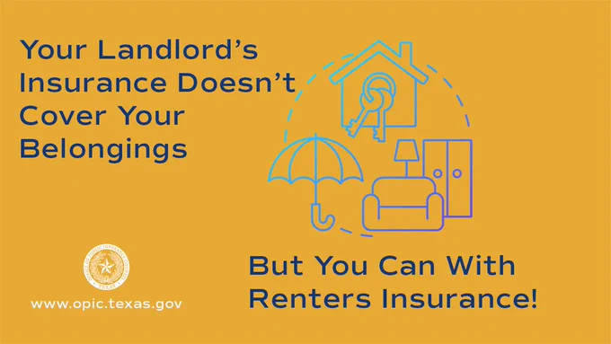 The message that your landlord doesn't insure your belongings, but you can with renters insurance.