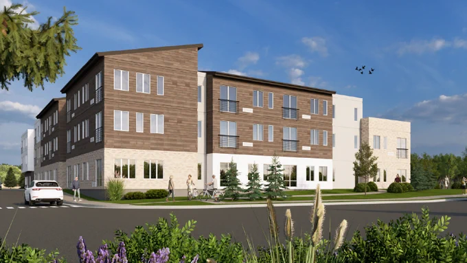 A rendering of Ravenfield, a multifamily building. Rendering courtesy of Brighton Housing Authority.