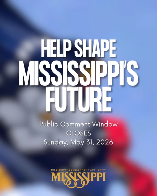 There is still time to help shape Mississippi’s next Opportunity Zones.

The public comment window for Opportunity Zone input will close Sunday, May 31. Community feedback plays an important role as Mississippi identifies eligible census tracts for recommendation to the U.S. Department of the Treasury.

These designations help encourage long-term private investment and economic opportunity in communities across the state.

Submit input and learn more:
https://mississippi.org/community-resources/opportunity-zones/