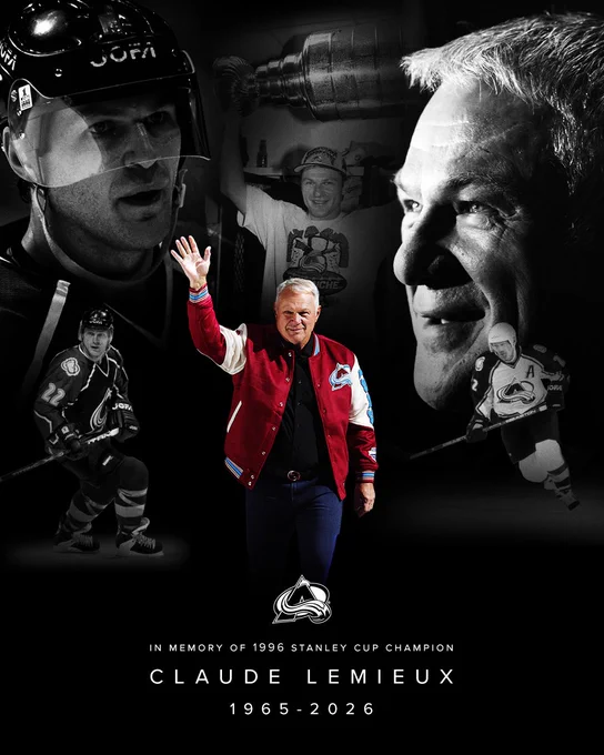 In memory of 1996 Stanley cup champion Claude Lemieux. 1965-2026
