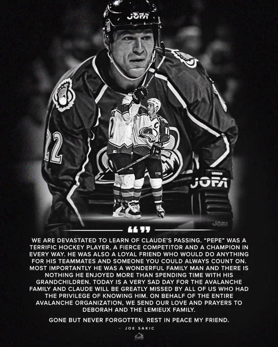 A message from Joe Sakic on the passing of Claude Lemieux.