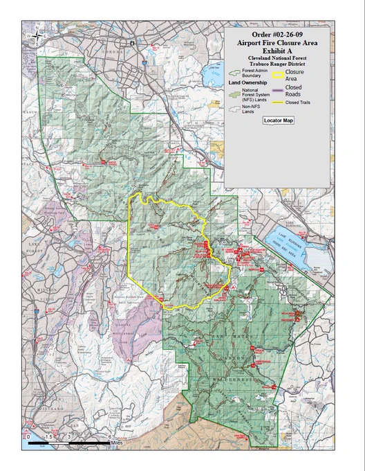 A map showing the updated area for the Airport Fire Forest Closure Order. 