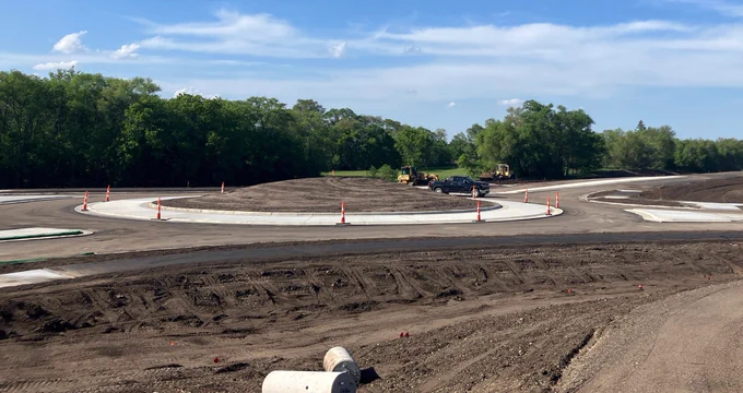 Roundabout construction at Hwy 25 and Co. Rd. 37.