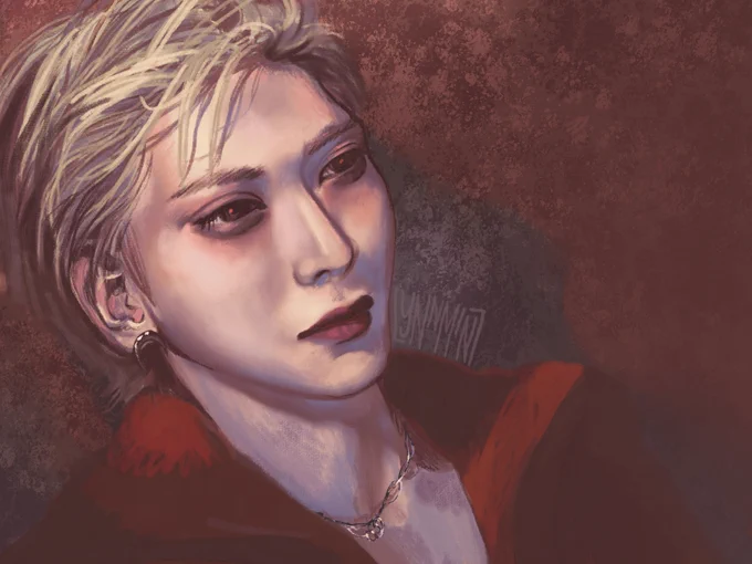 digital painting; color study of yeosang lying on the floor in GH:BAD teaser