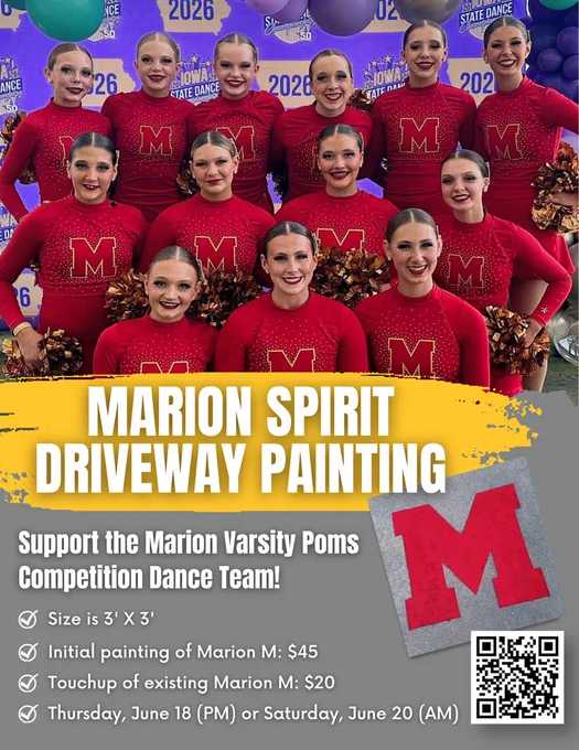 Marion Spirit Driveway Painting Support the Marion Varisty Poms Competition Dance Team