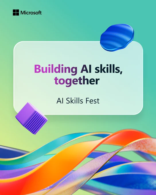 Text reads: 'Building AI skills, together' below, 'AI Skills Fest' is displayed. 