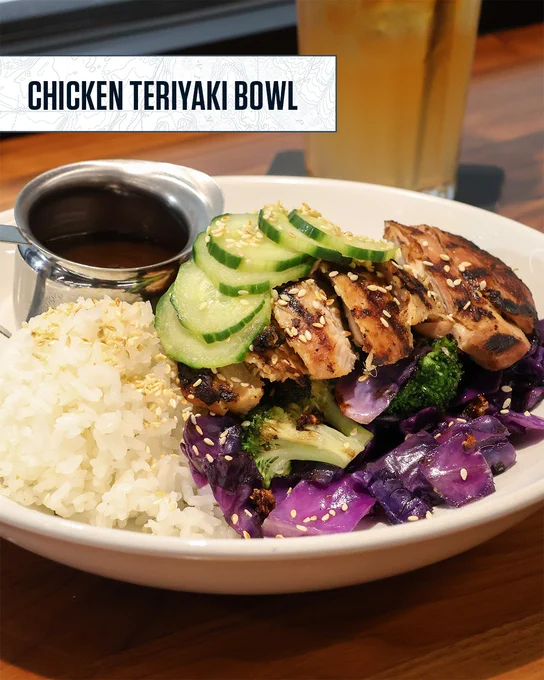 Photo of a chicken teriyaki bowl at a restaurant.