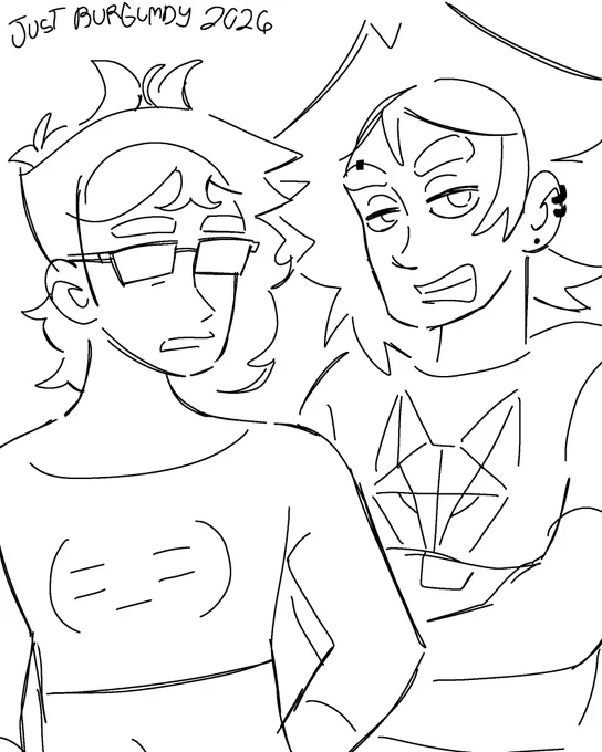 Sketch I made of the two protagonists of Dread Netizen, the comic in the quoted tweet. One of em’s named Nate but I don’t think the other one has been name dropped in the series yet
