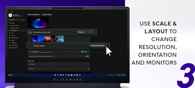 Use scale and layout to change resolution, orientation, and monitors. 