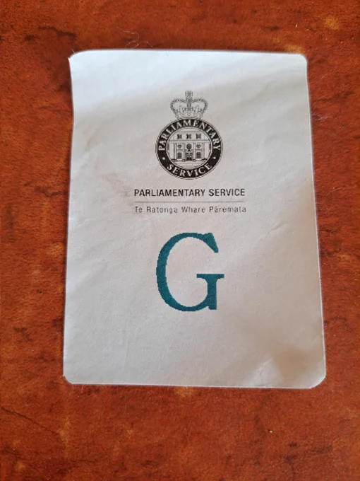 Parliament sticker for admittance to debating chamber gallery