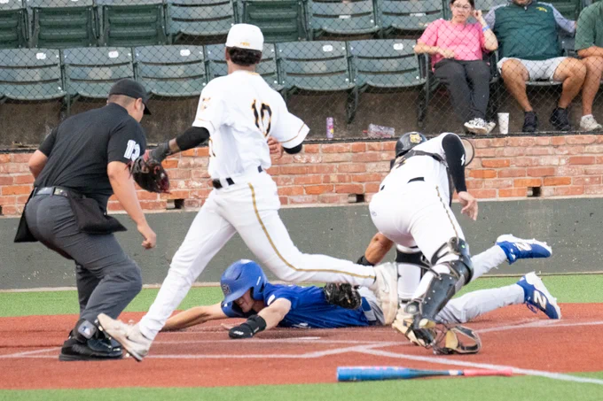 Freshman Aidan Murphy finished 1 for 2 with three runs, two RBIs, and two walks as the SMCC Baseball Team defeated Pasco-Hernando State (FL) 21-4 at the NJCAA DII World Series on Thursday, May 28. 