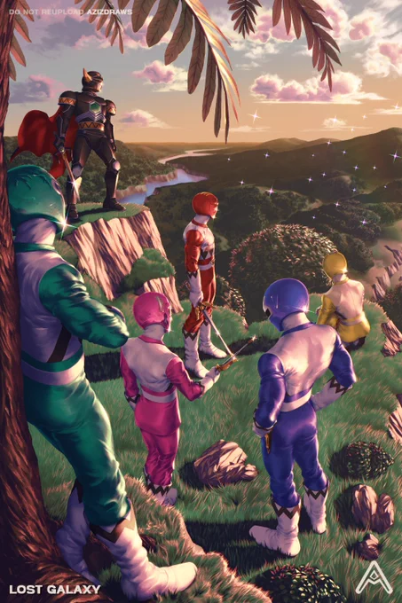 Power Rangers Lost Galaxy illustrated by AzizDraws