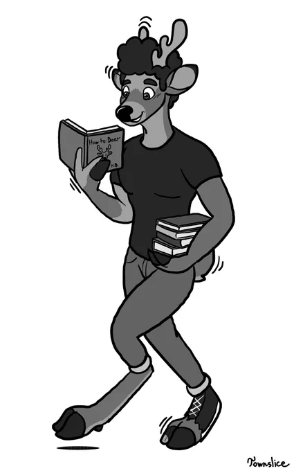 A familiar guy with curly hair and bushy eyebrows checked out a bunch of books from his college livrary and reads a book on “How to: Deer” while he walks to class. The book contains incredibly interesting information on the importance of frolicking in the woods as well as the history of eating strawbs, such life changing knowledge causes him to become deer-like to match! Antlers sprout from the top of his head as his hands and feet harden into hooves. His skin sprouts fur as a little tail wags in delight behind him.

#TransforMAYtion #Transformation #TFEveryday #tf