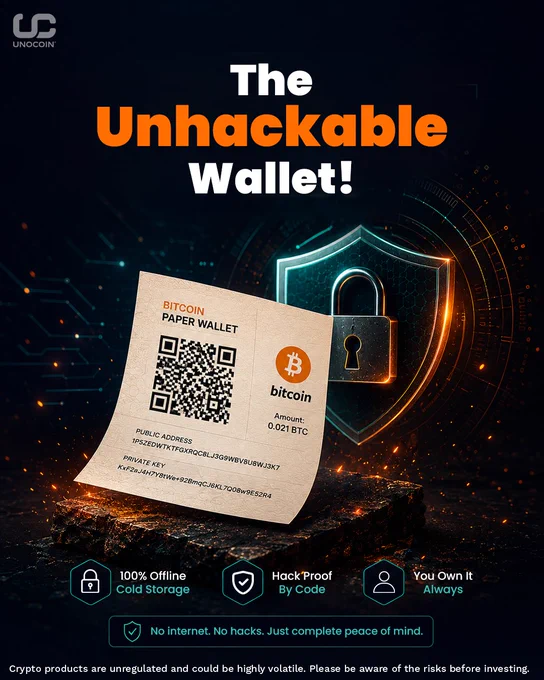 Paper Wallets give you full control over your crypto assets.

✔ 100% Offline Storage
✔ No exchange dependency
✔ Ideal for long-term holding
✔ Protection from online attacks

Protect your Bitcoin the smart way with Unocoin. 🚀