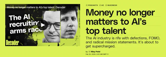 Money no longer matters to AI’s top talent, Decoder with Nilay Patel (Feb20)