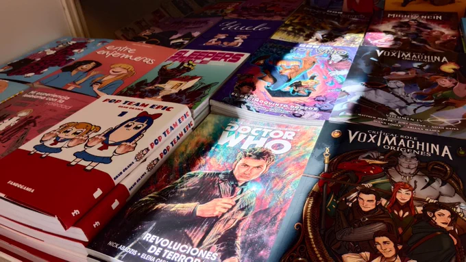 Muestra de cómics de Fandogamia en la caseta.