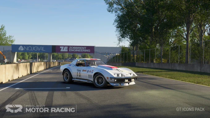 The 1973 Chevrolet Corvette C3 as rendered in the sim Project Motor Racing 