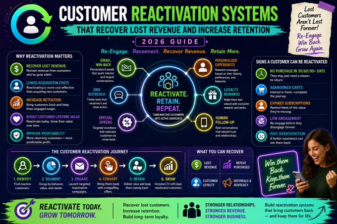 Learn how customer reactivation systems recover lost revenue, reduce churn, and improve customer retention in 2026.