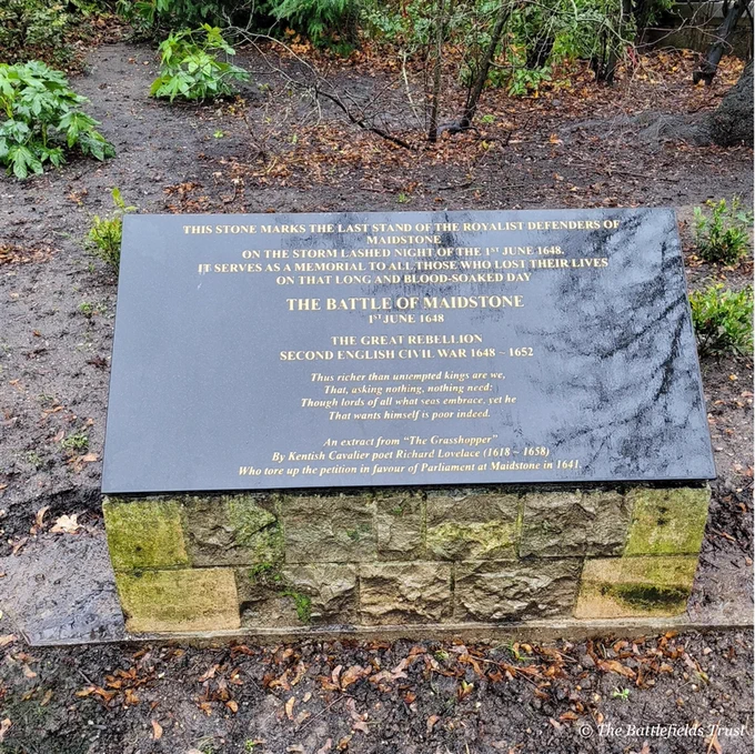 The memorial plaque of the last stand of the royalists
Image: © The Battlefields Trust
