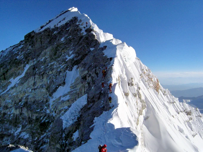 By Debasish biswas kolkata. Derivative work Magenta Green - This file was derived from: Hillary Step near Everest top.jpg:, CC BY-SA 4.0, https://commons.wikimedia.org/w/index.php?curid=62662103