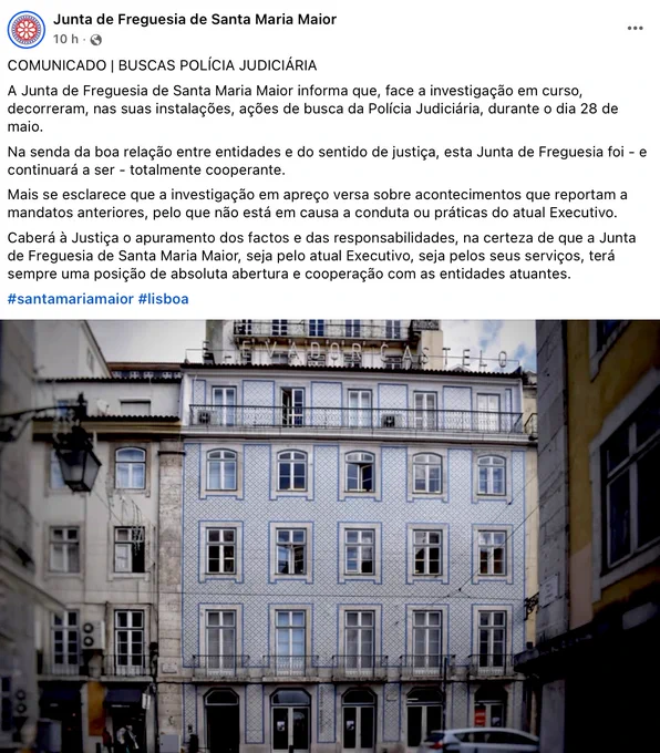#SantaMariaMaior #OperacaoIminente #PS #PJ #Lisboa #CMLisboa