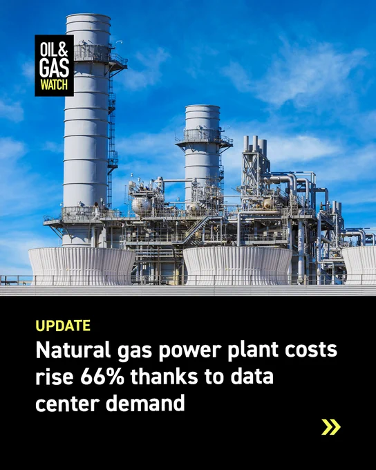 Natural gas power plant costs rise 66% thanks to data center demand
