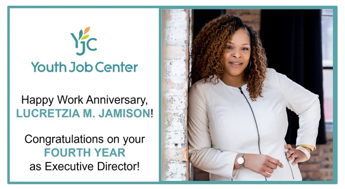 Happy Work Anniversary! Congratulations to KEES Candidate Placement Lucretzia M. Jamison, MBA and the entire Youth Job Center community on celebrating this four-year milestone tomorrow. Here’s to another successful year ahead in your role as Executive Director! KEES proudly supports YJC’s mission and congratulates Lucretzia on another year of success—supporting young people in the workplace and in life.

#Leadership #ExecutiveDirector #Illinois #Nonprofit #WorkforceDevelopment