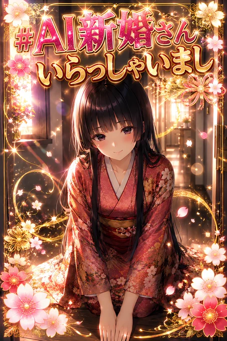 💍✨週末恒例企画✨💍
⏰【今〜5月31日 21:00まで】

新妻って、よくない？🥰

玄関で三つ指ついて旦那様をお出迎え！みたいな昭和の理想の奥さんも良いし、肩を並べて支え合う現代の対等な夫婦も善き✨

変わり種なら異世界の勇者夫婦や、銀河を股にかける宇宙規模の新婚生活なんてのもアリかも…？🚀💫

ということで今週は…

🌸 #AI新婚さんいらっしゃいまし 🌸

と題し、このポストを引用RPして
「新妻」にまつわるイラストを大募集します🎨✨

📌参加ルール
・1日3枚まで
・静止画のみ
・性別自由
・世界観自由
・センシティブNG
・版権物NG

⚠️Xに怒られないよう、各々の判断で上手いことやりましょう🙏

昔ながらの新婚生活も、現代的な夫婦像も、異世界もSFも大歓迎！
皆様の思う素敵な「新妻」をお待ちしております💐✨
