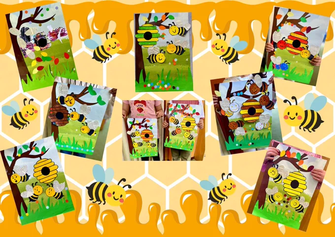 A vibrant collage featuring various bees and colourful flowers in a harmonious natural setting.