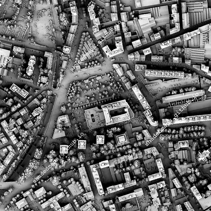 A fragment from the shaded map of Saint-Étienne, France.