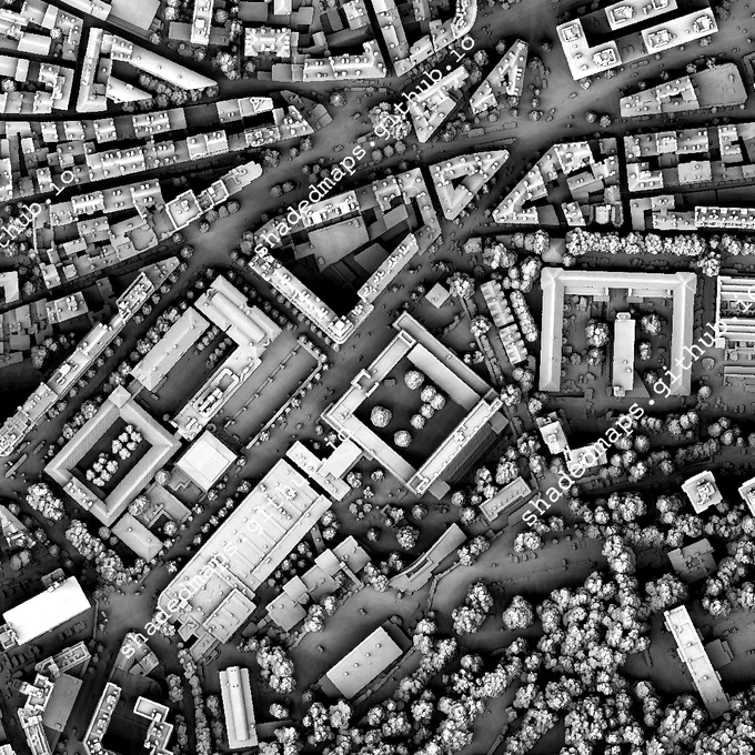 A fragment from the shaded map of Saint-Étienne, France.
