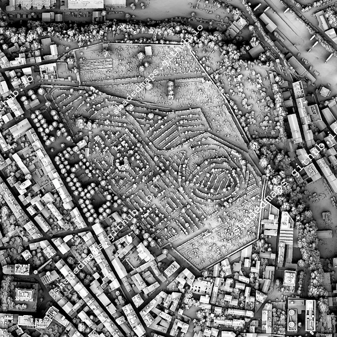A fragment from the shaded map of Saint-Étienne, France.
