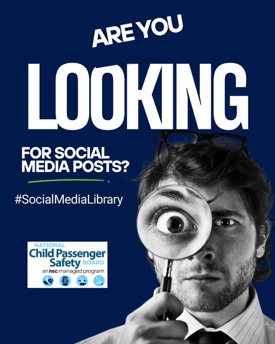 Man looking through magnify glass with text asking "are you looking for social media posts?"

NCPSB logo included
