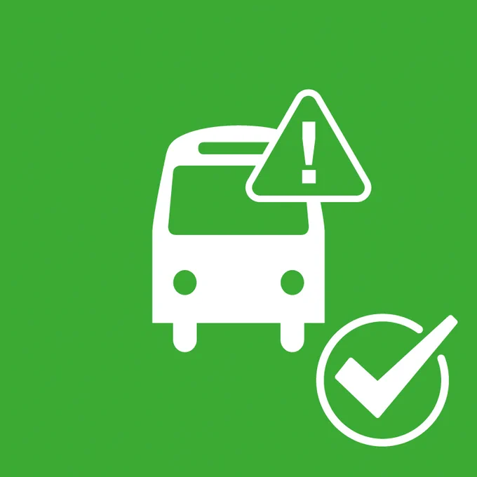 Fons verd amb pictograma blanc de bus