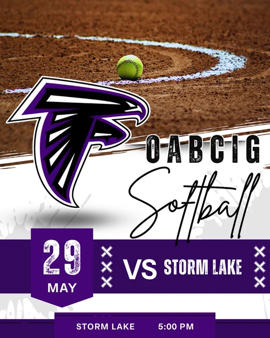 OABCIG Softball 5/29 in Storm Lake at 5 PM